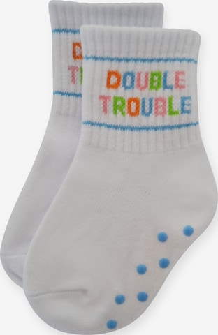 Pippa & Piet Socks 'Double Trouble' in Blue: front