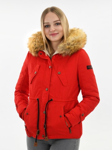 NAVAHOO Winter Parka 'Pearl' in Red: front