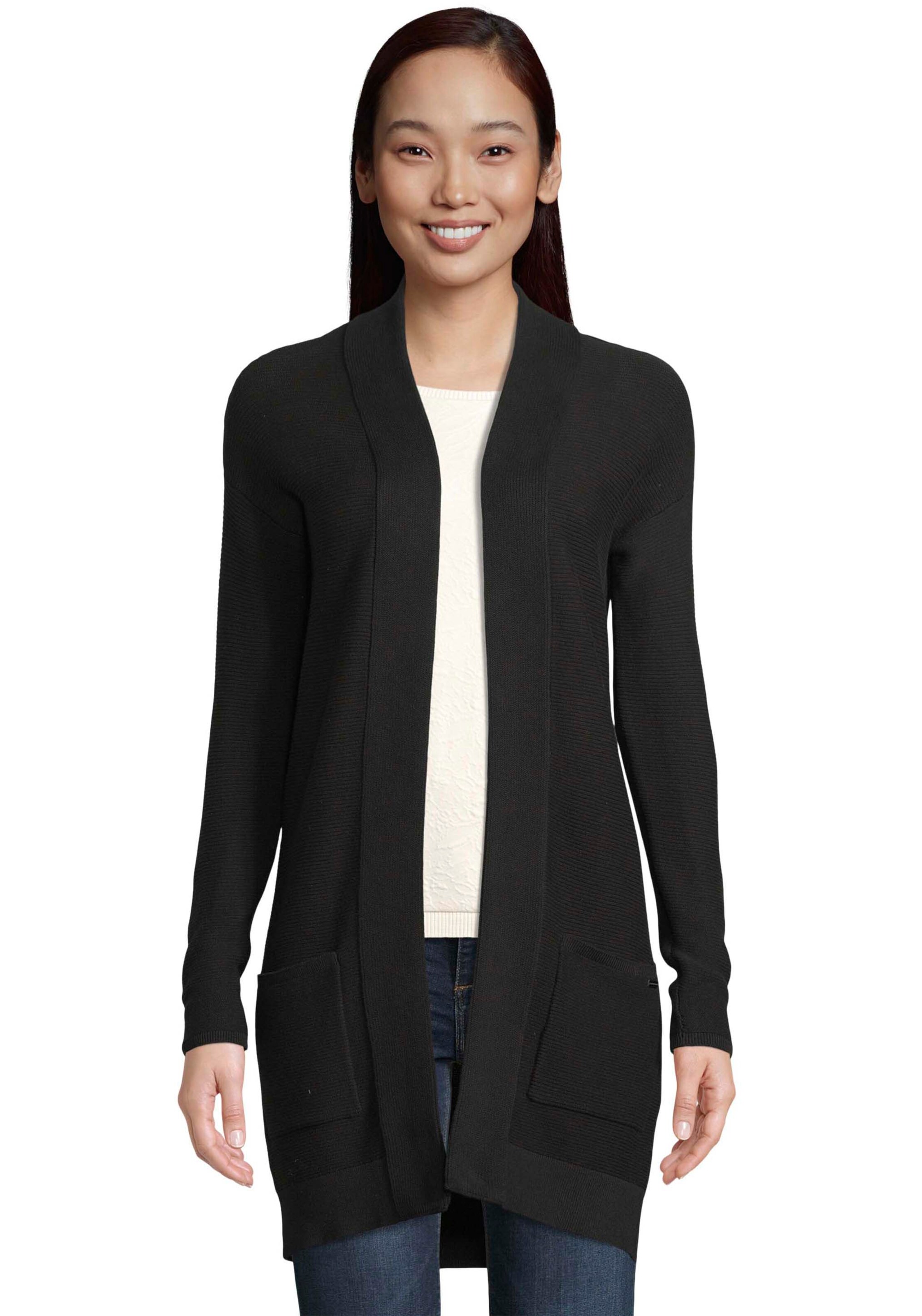 TOM TAILOR Strickjacke in Schwarz: Vorderseite