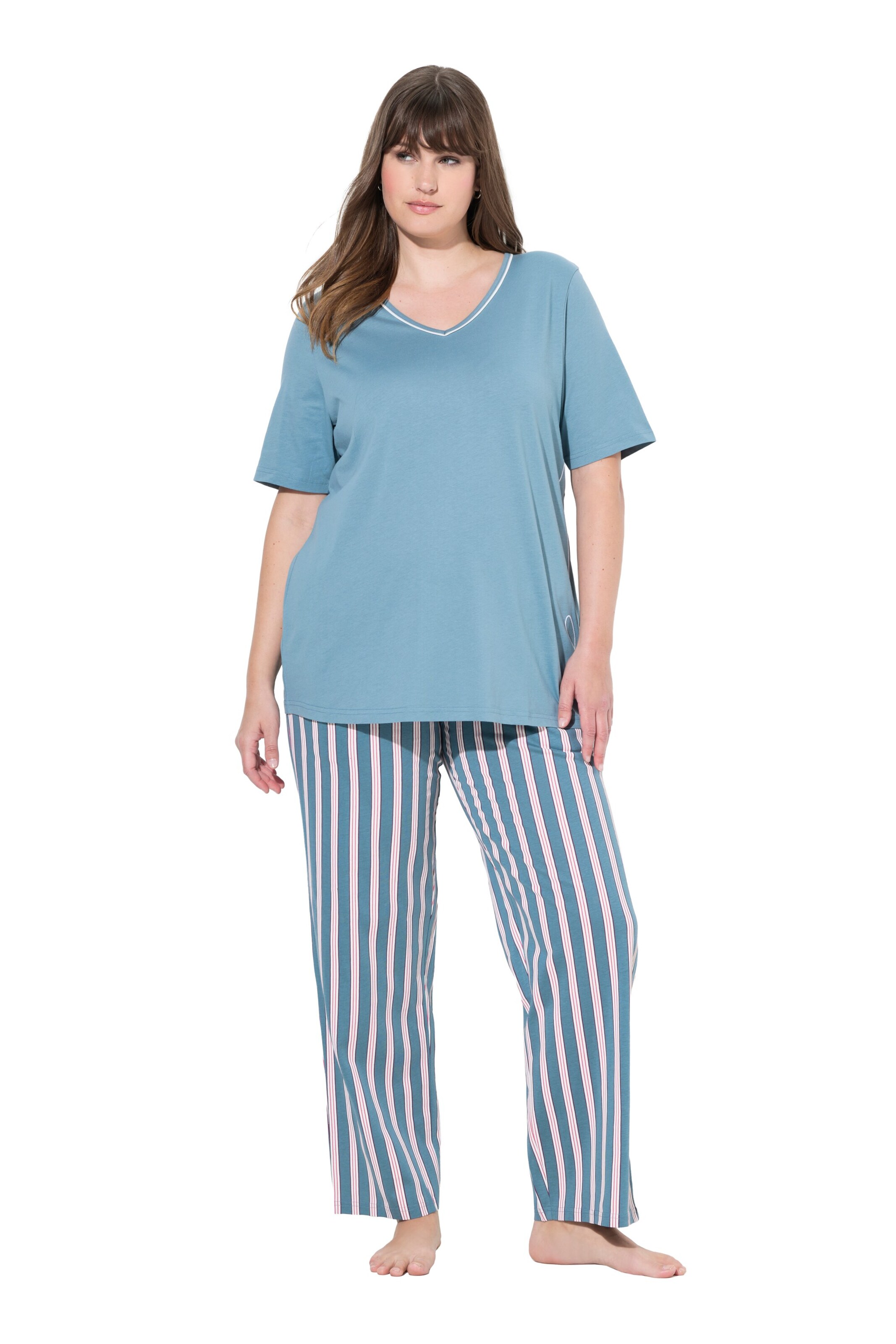 Ulla Popken Pyjama in Blauw: voorkant