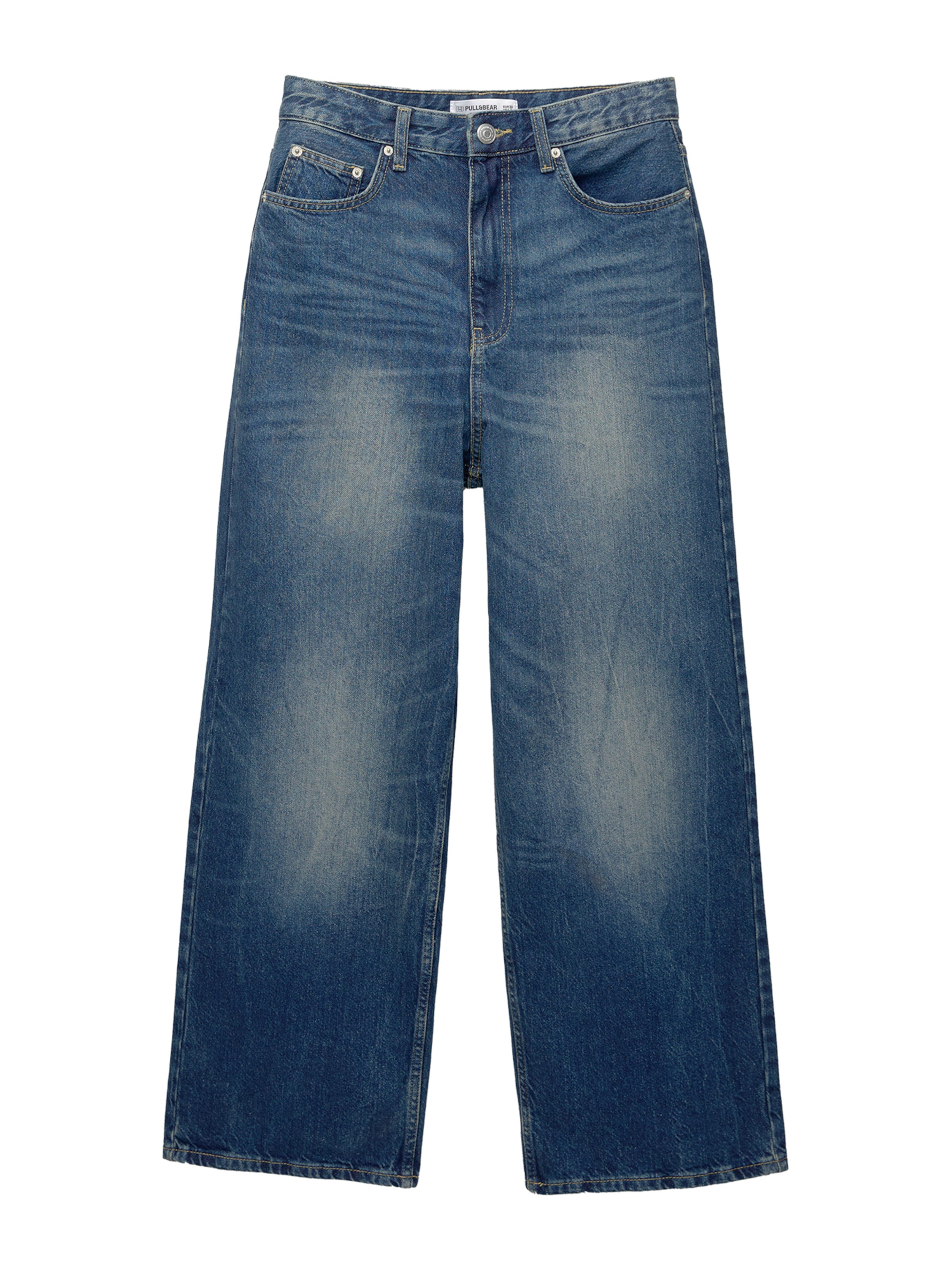 Pull&Bear Широка кройка Дънки в синьо: отпред