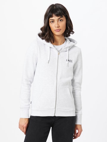 Superdry Zip-Up Hoodie in White: front