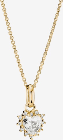 Thomas Sabo Kette mit weißem Zirkonia im Herzschliff in Gold: Vorderseite
