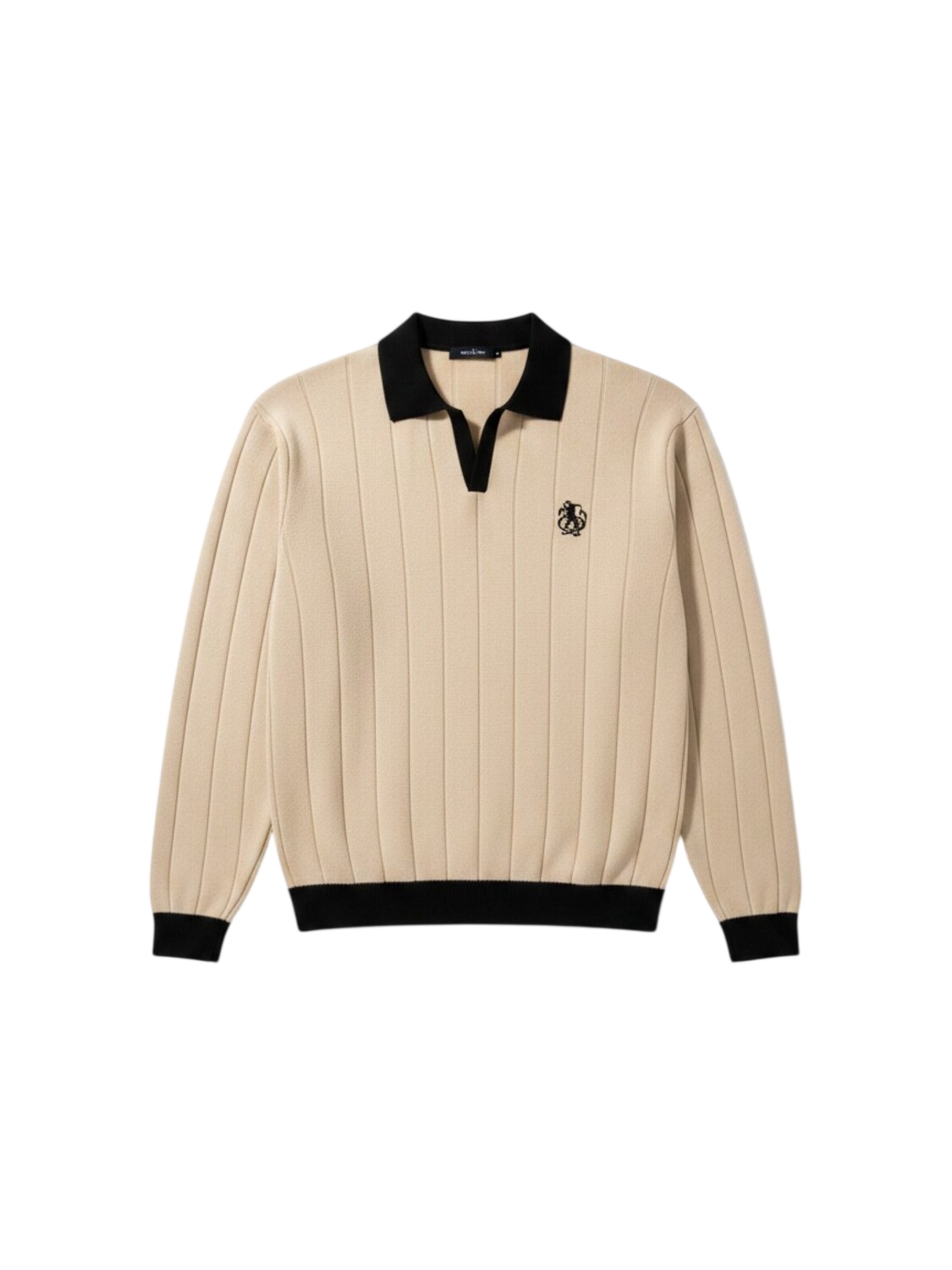 Kleidermafia Sweater 'Oversized Embroidered Polo Sweater - Stone' in Grey: front