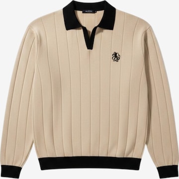 Kleidermafia Neulepaita 'Oversized Embroidered Polo Sweater - Stone' värissä ruskea: etupuoli