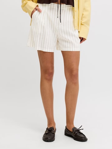 JJXX Wide Leg Bukser med lægfolder i beige: forside