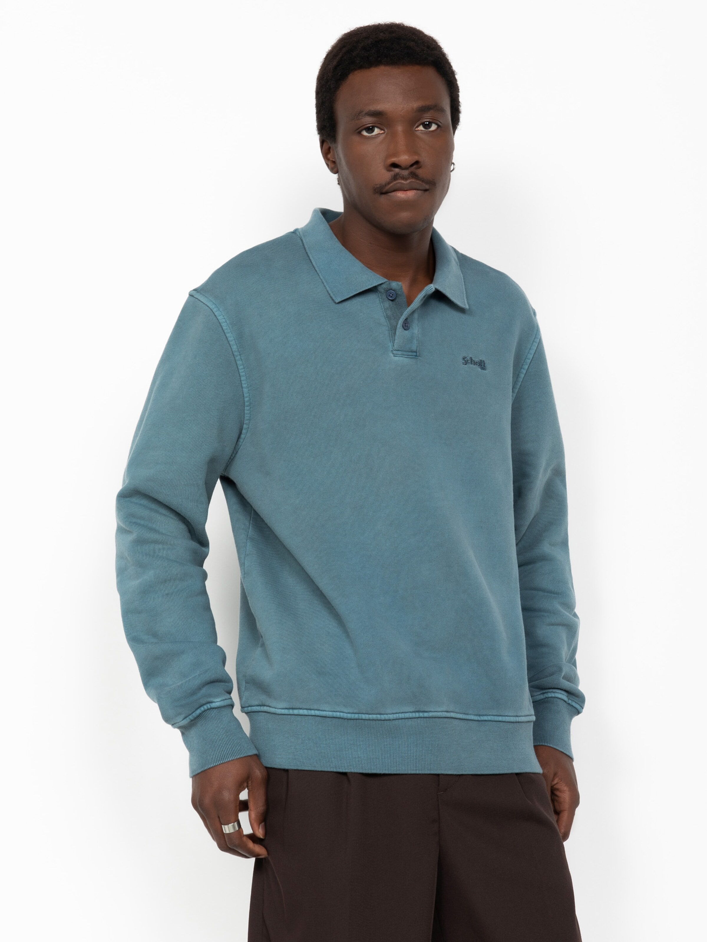 Sweat-shirt Schott NYC en bleu : devant