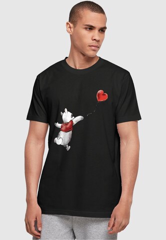 ABSOLUTE CULT Shirt 'Winnie The Pooh - Balloon' in Zwart: voorkant