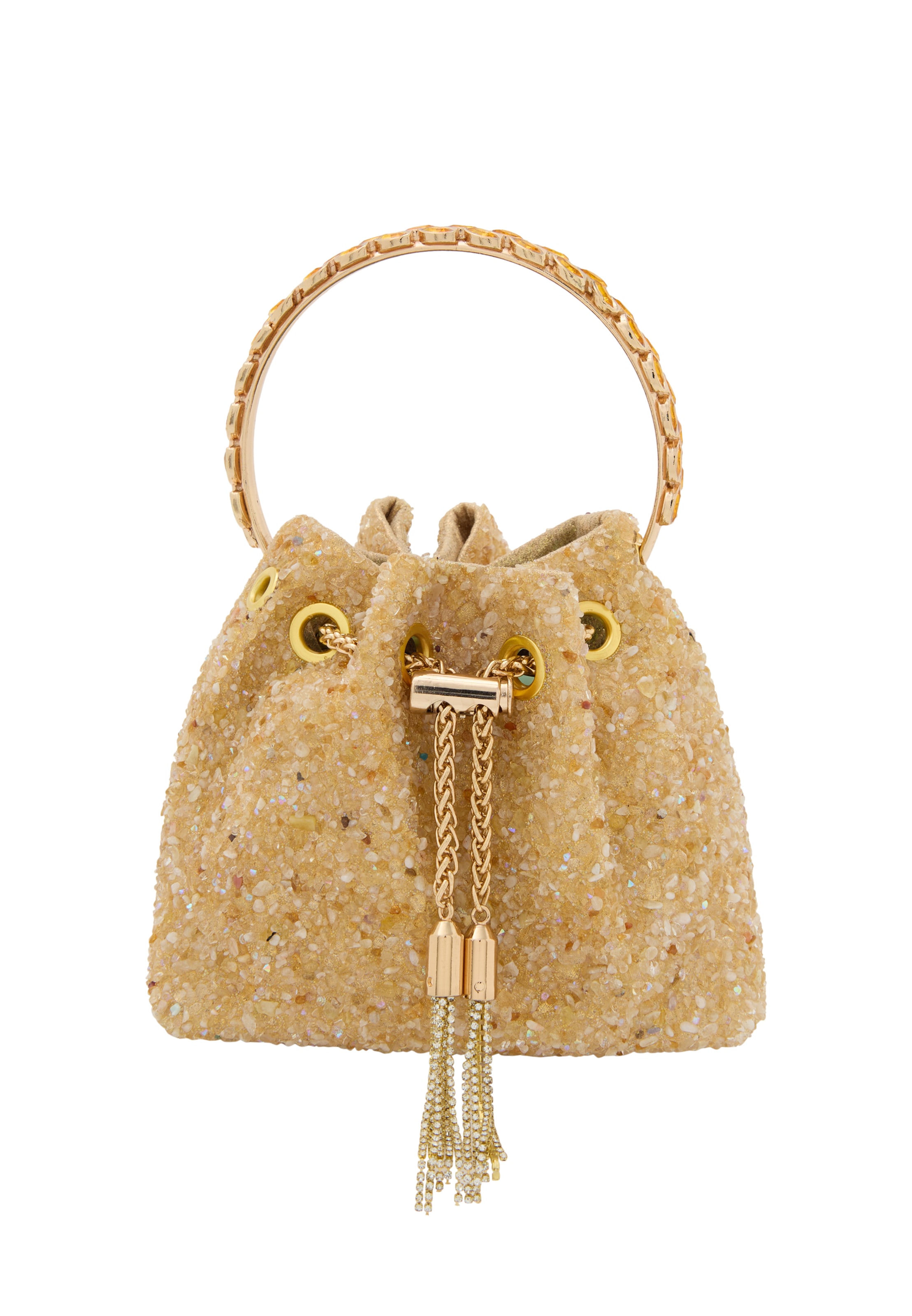 faina Τσάντα πουγκί σε γαλάζιο / καφέ / χρυσό / λευκό μαλλιού, Άποψη προϊόντος