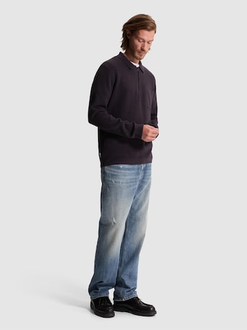 CAST IRON - Jersey 'Pullover with zip polo collar and chest pocket' en lila
