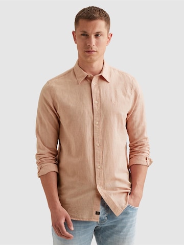 PME Legend Regular fit Skjorta 'Cotton/linen shirt with embroidered logo' i rosa