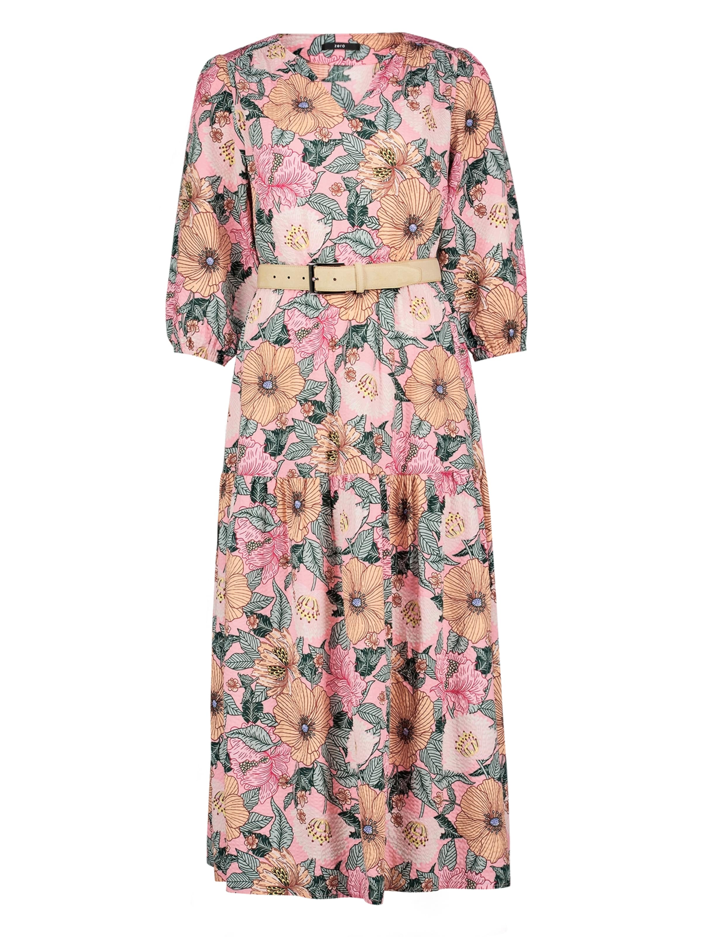 zero Maxikleid mit Blumenprint in Pink: Vorderseite