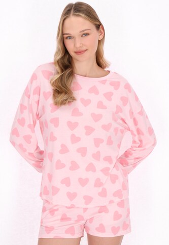 MYMO Short Pajama Set in Pink: front