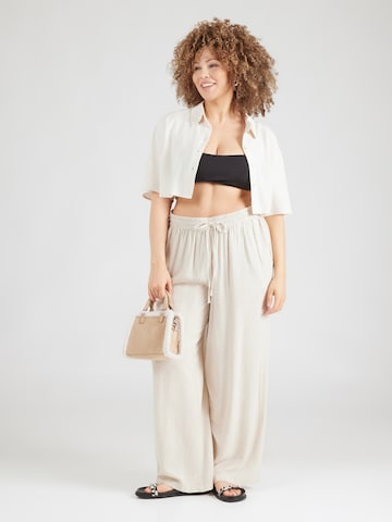 PIECES Curve Wide leg Pants 'PCPIA' in Beige
