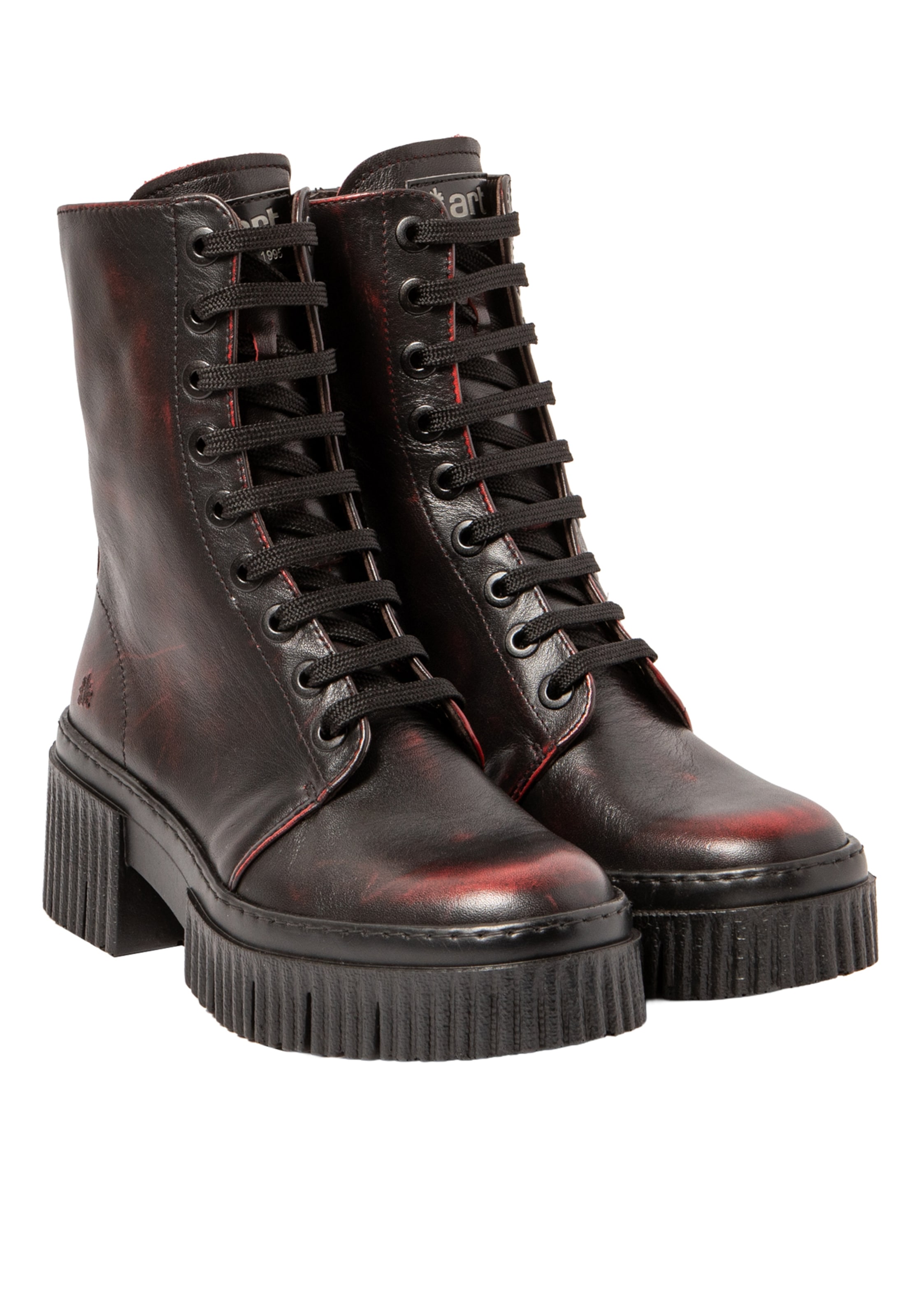 Bottines à lacets ART en rouge