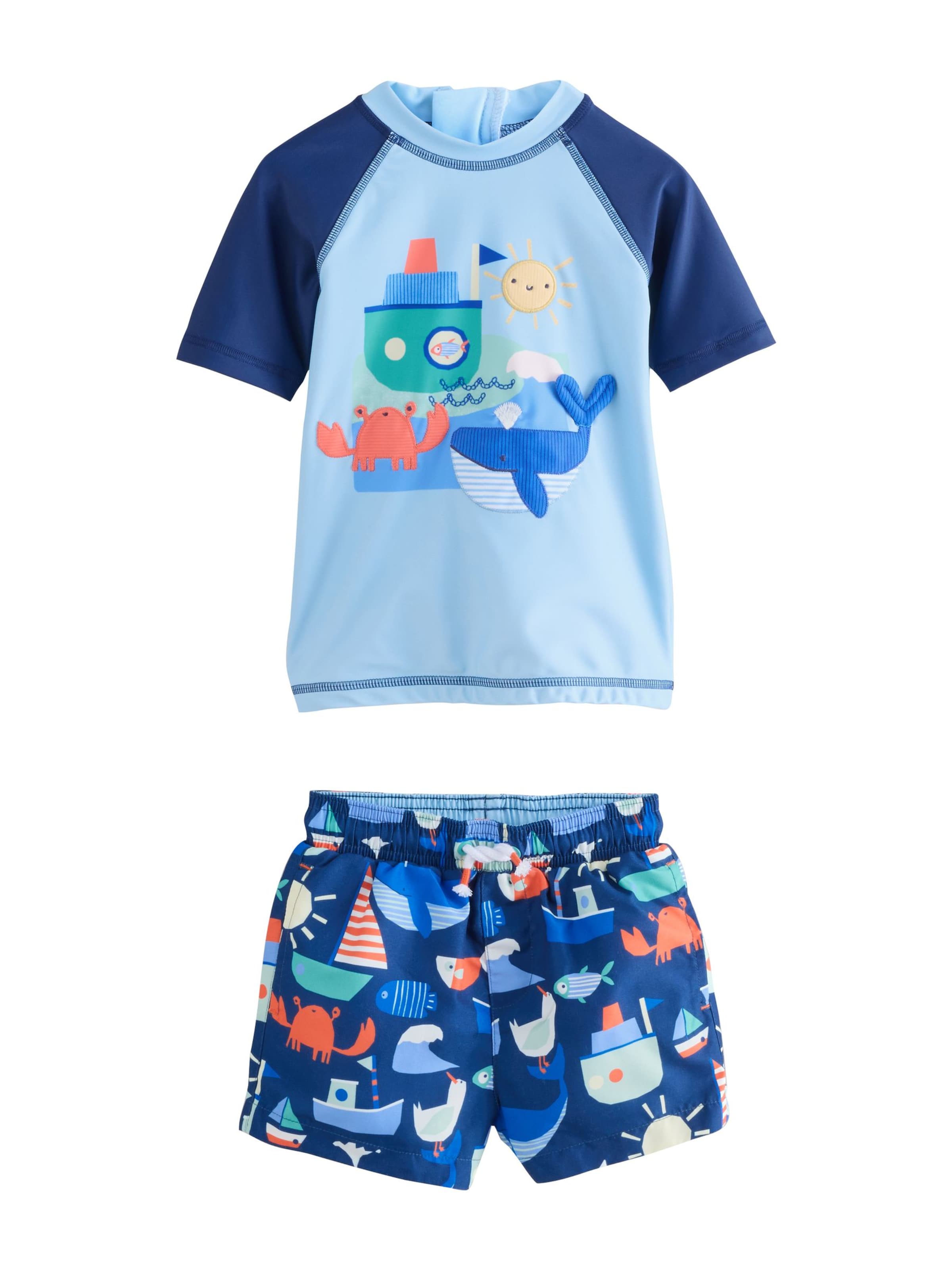 Next Badeset in hellblau / dunkelblau / gelb / smaragd, Produktansicht