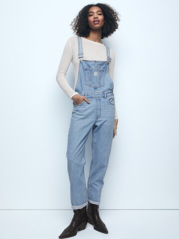 Pull&Bear Regular Jean Overalls in Blue: front