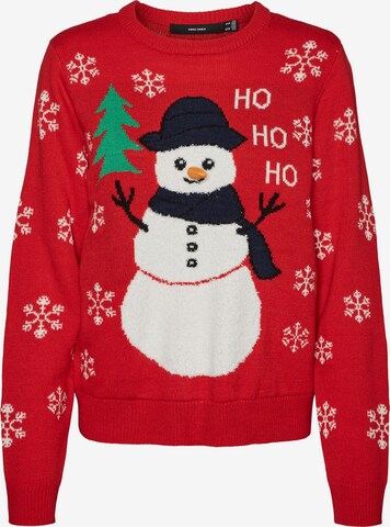 VERO MODA Sweater 'SNOWMAN' in Red: front