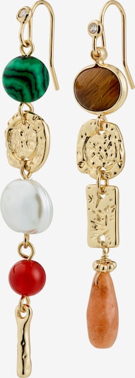 Cercei 'Sense' Pilgrim pe maro / auriu / verde jad / alb perlat, Vizualizare produs