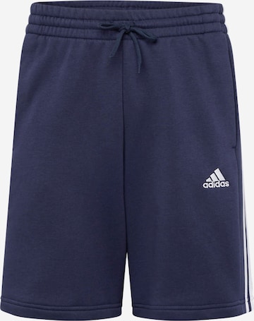 ADIDAS SPORTSWEAR - regular Pantalón deportivo 'Essentials Fleece 3-Stripes' en azul: frente