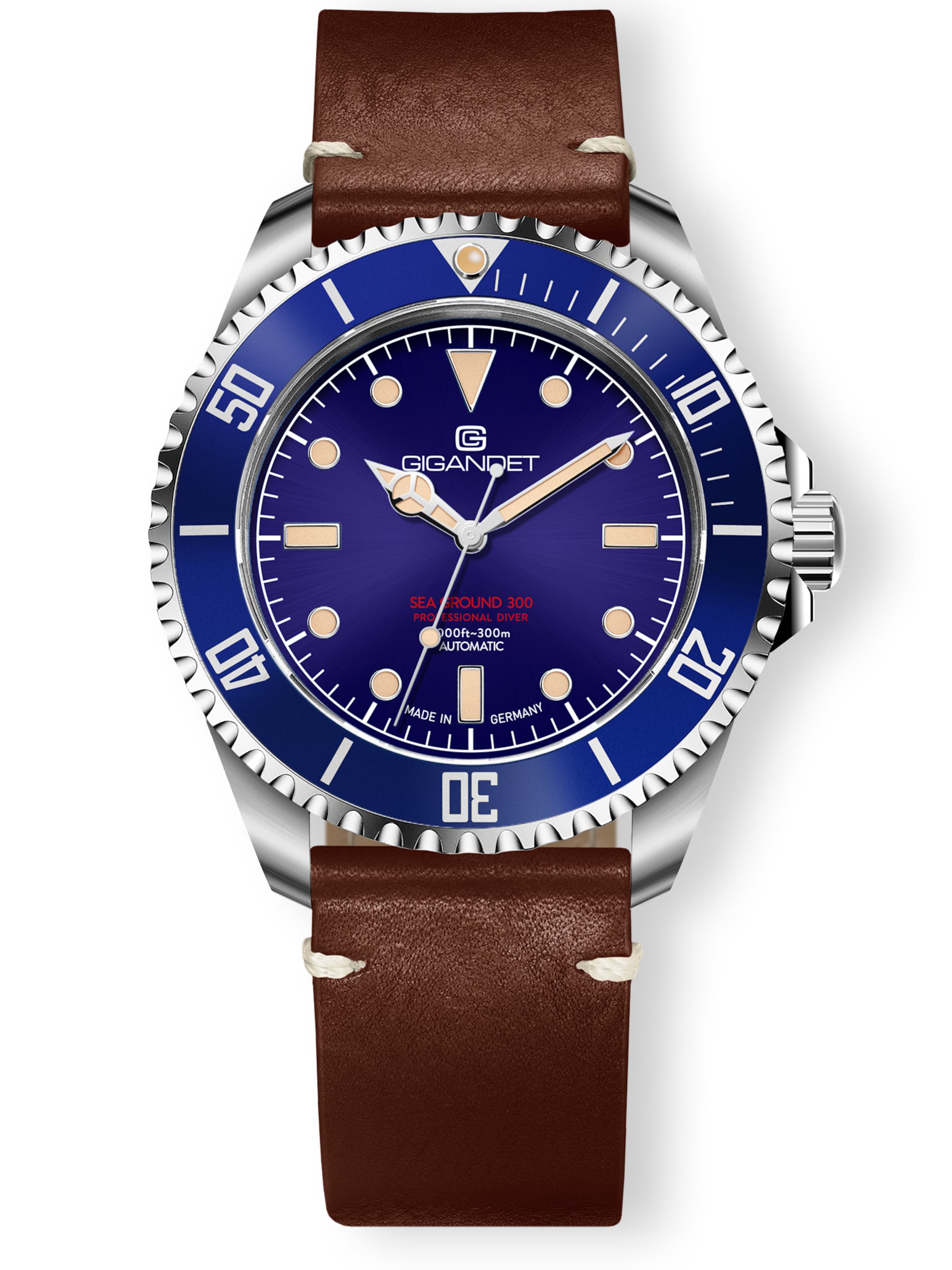 Gigandet Analog Watch 'SEA GROUND 300 VINTAGE' in Blue: front