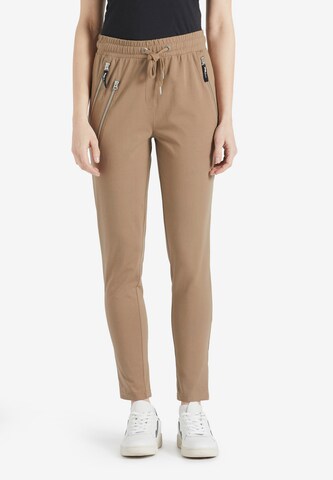 Coupe slim Pantalon 'Lyndsy' khujo en marron : devant