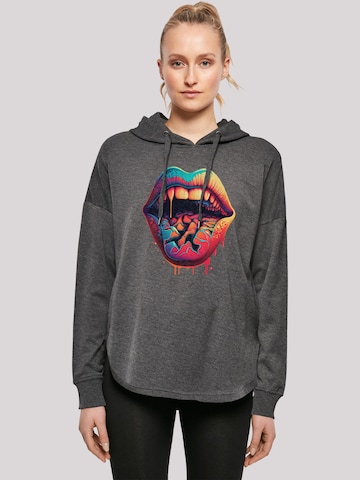 F4NT4STIC Sweatshirt 'Drooling Lips' in Grey: front