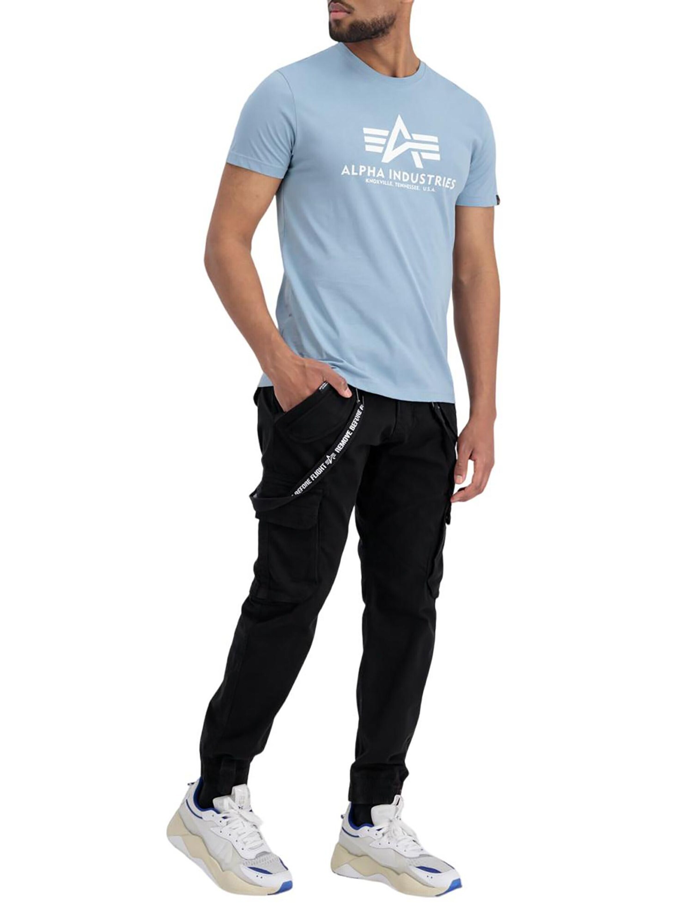 ALPHA INDUSTRIES Majica 'Basic Logo' | modra barva