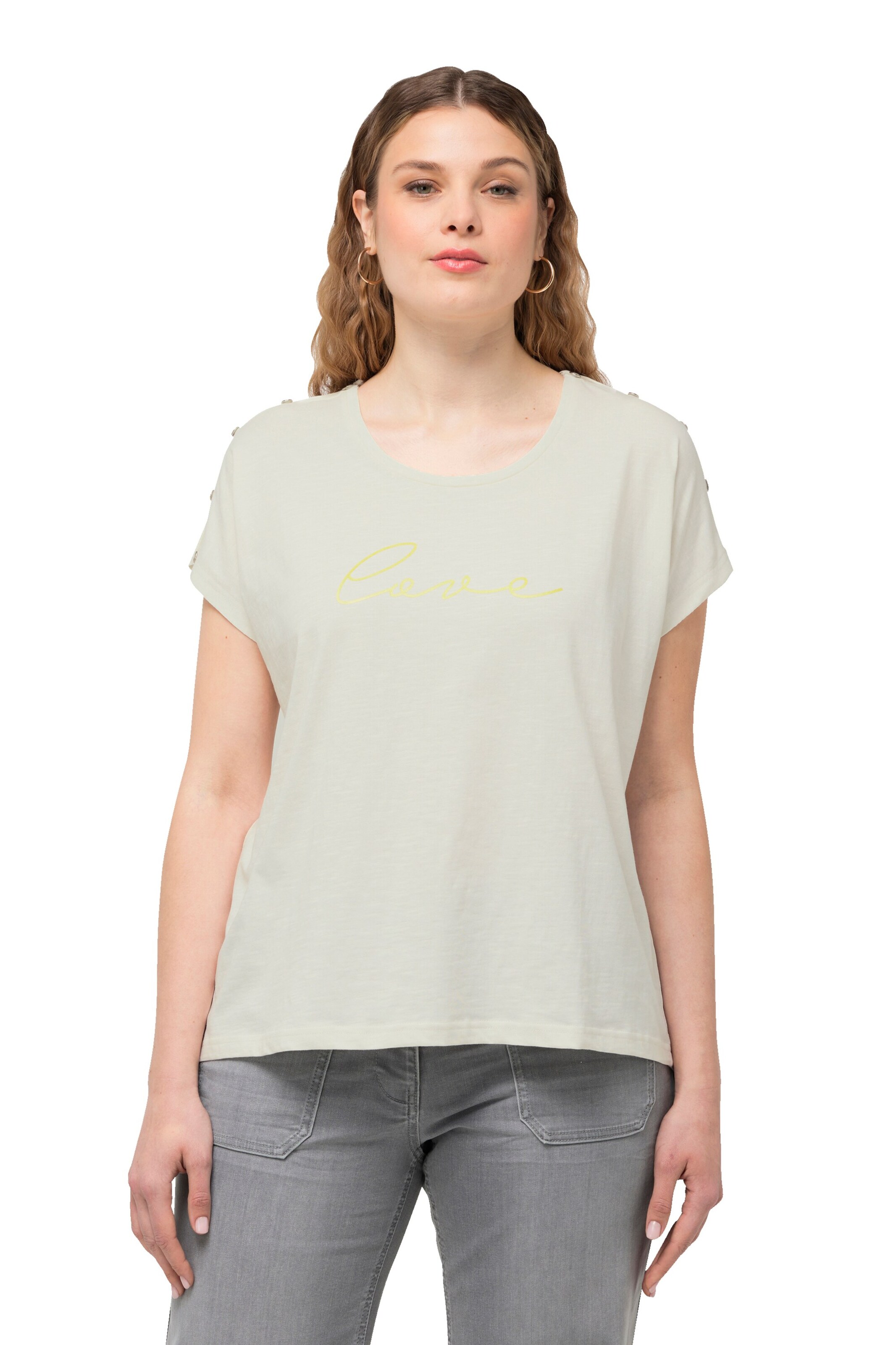 T-shirt Ulla Popken en blanc : devant