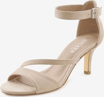 LASCANA - Sandalias con hebilla en beige: frente