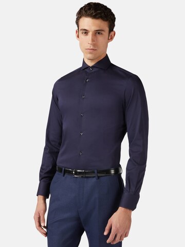 Boggi Milano Slim fit Overhemd in Blauw: voorkant