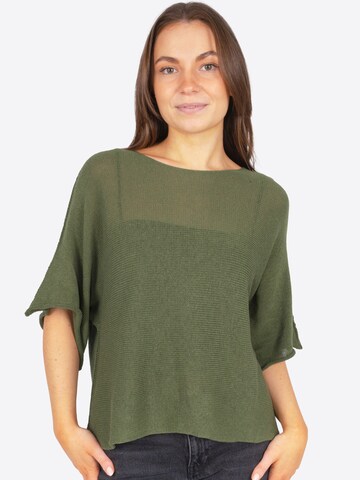 Seasons of April Trui 'Fleur' in Groen: voorkant