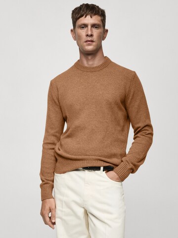 MANGO MAN Trui 'Lotus' in Bruin: voorkant