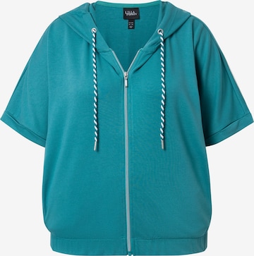 Ulla Popken Zip-Up Hoodie in Blue: front