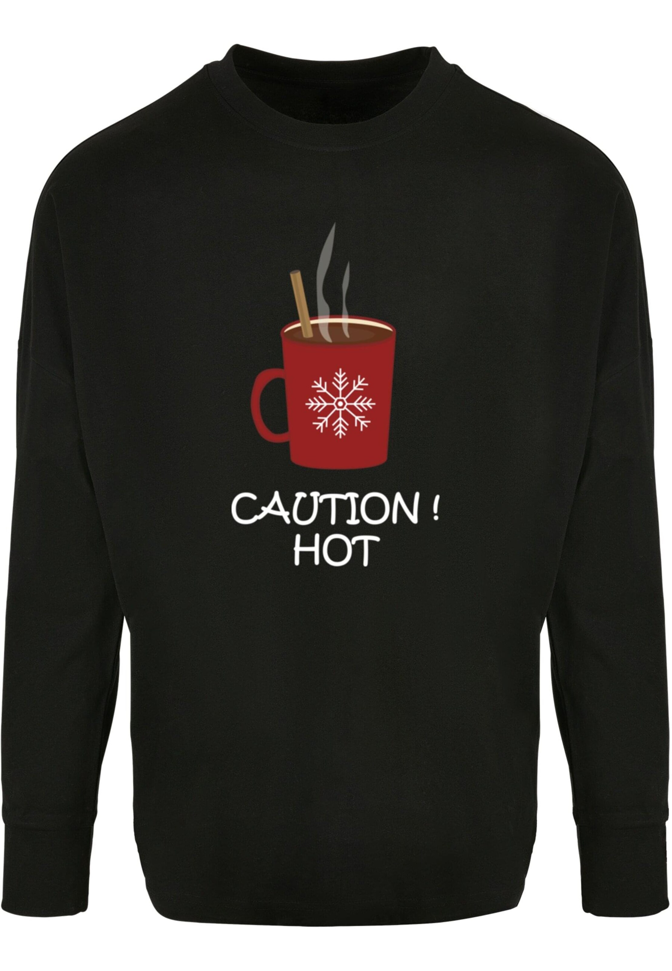 Merchcode Shirt 'Caution Hot' in Zwart: voorkant