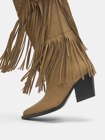 Pull&Bear Buty kowbojskie w kolorze beżowy