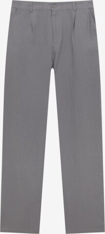 Pull&Bear regular Bukser med lægfolder i grå: forside