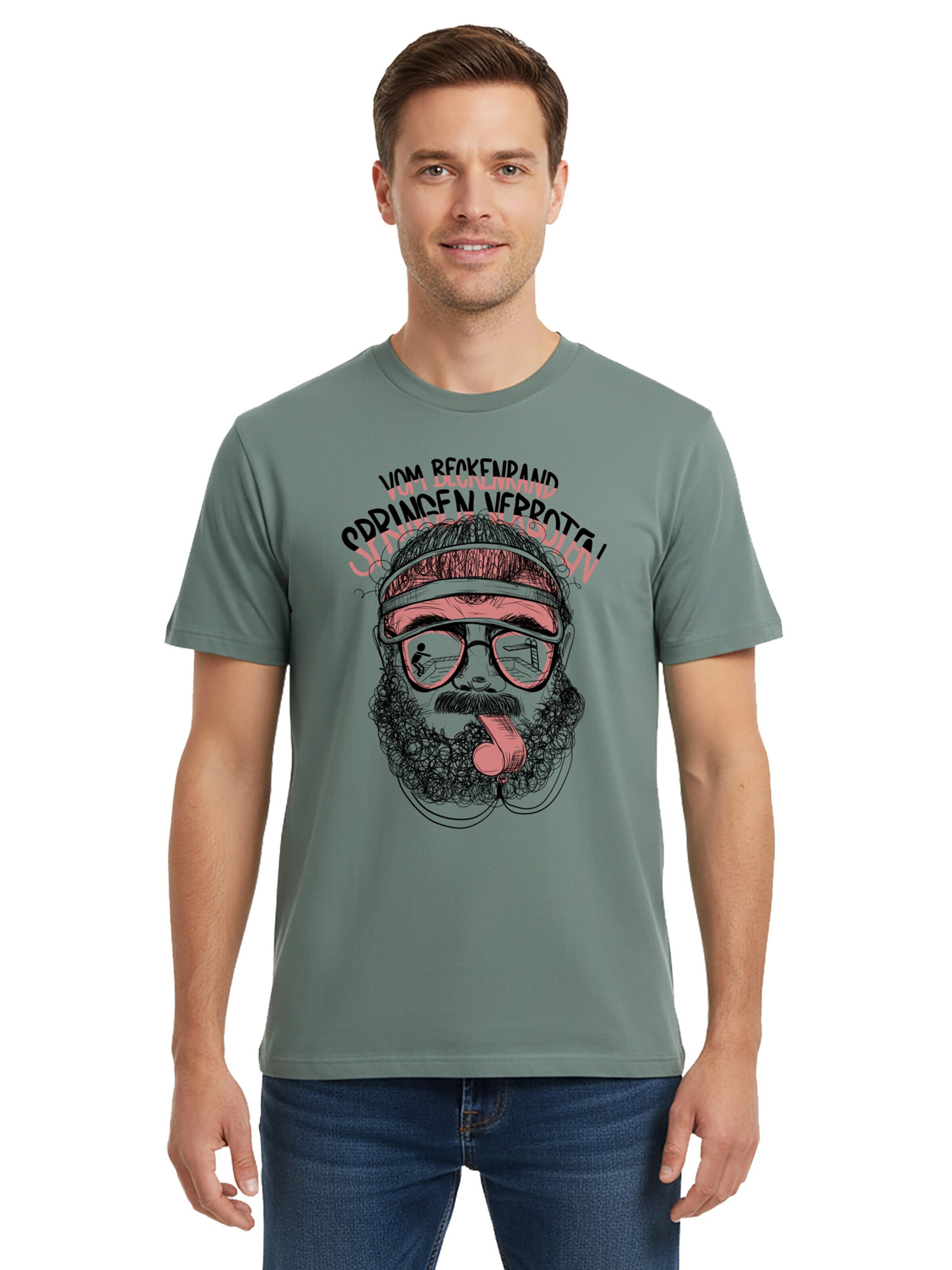 karlskopf Shirt 'BADEMEISTER'‌‌‌‌‌ in Grün