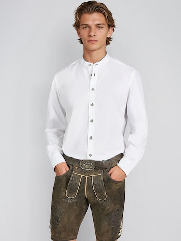 SPIETH & WENSKY Slim Fit Trachtenhemd 'Falkland' mit Stehkragen in Grau: Vorderseite