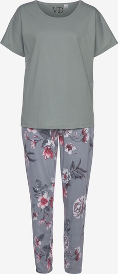VIVANCE Pyjama 'Dreams' in rauchblau / pastellgrün / rot / weiß, Produktansicht
