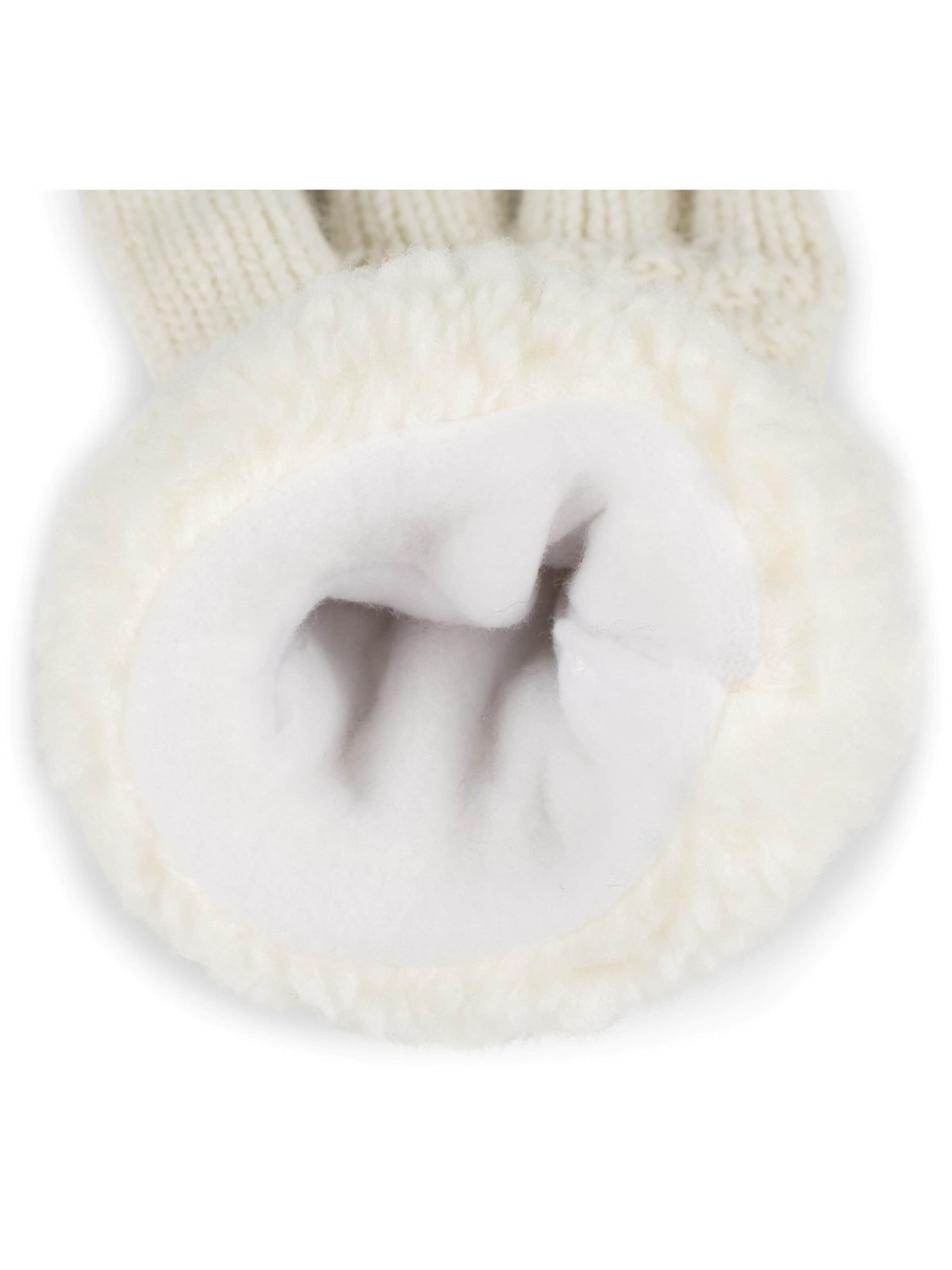 styleBREAKER Fingerhandschuhe 'Strickhandschuhe mit Perlmuster und Fleece'‌‌‌ in Beige