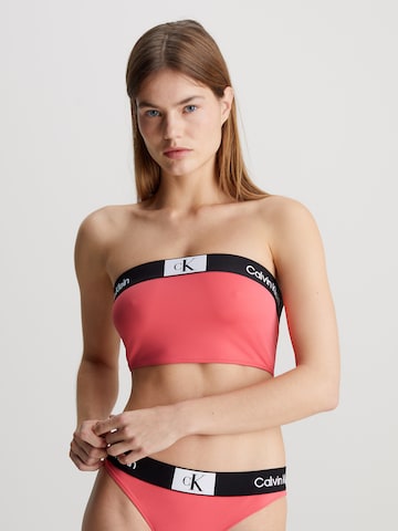 Calvin Klein Swimwear Bandeau Bikini Top in Orange: front