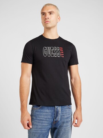 GUESS - Camiseta en negro: frente