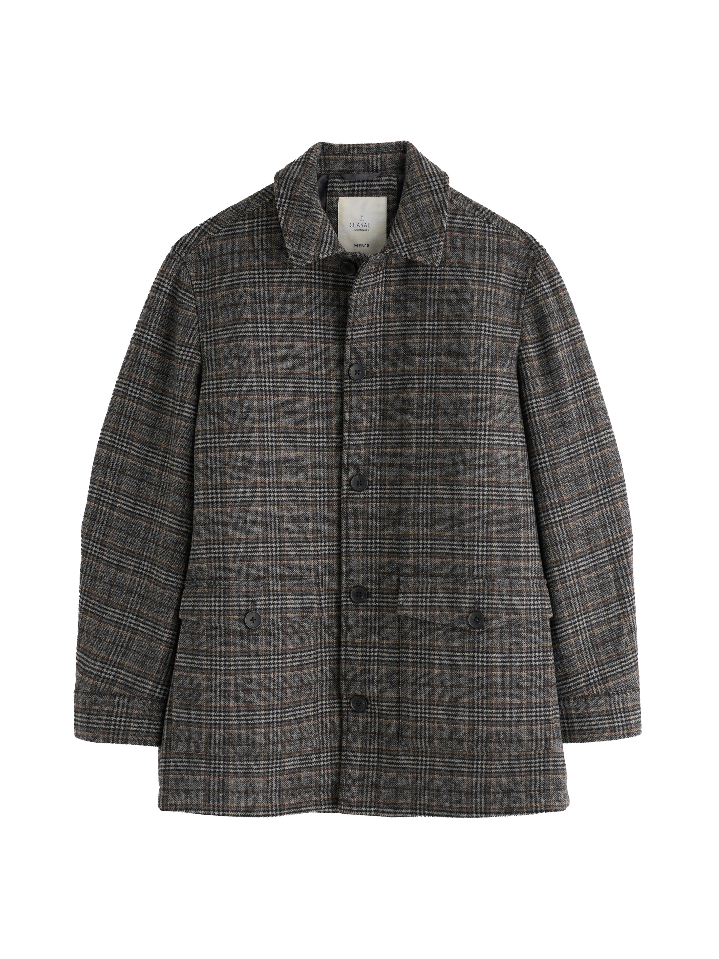 Cappotto di mezza stagione ' Rowlocks Check' di Seasalt Cornwall in grigio: frontale