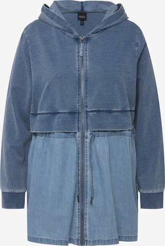 Ulla Popken Zip-Up Hoodie in Blue: front