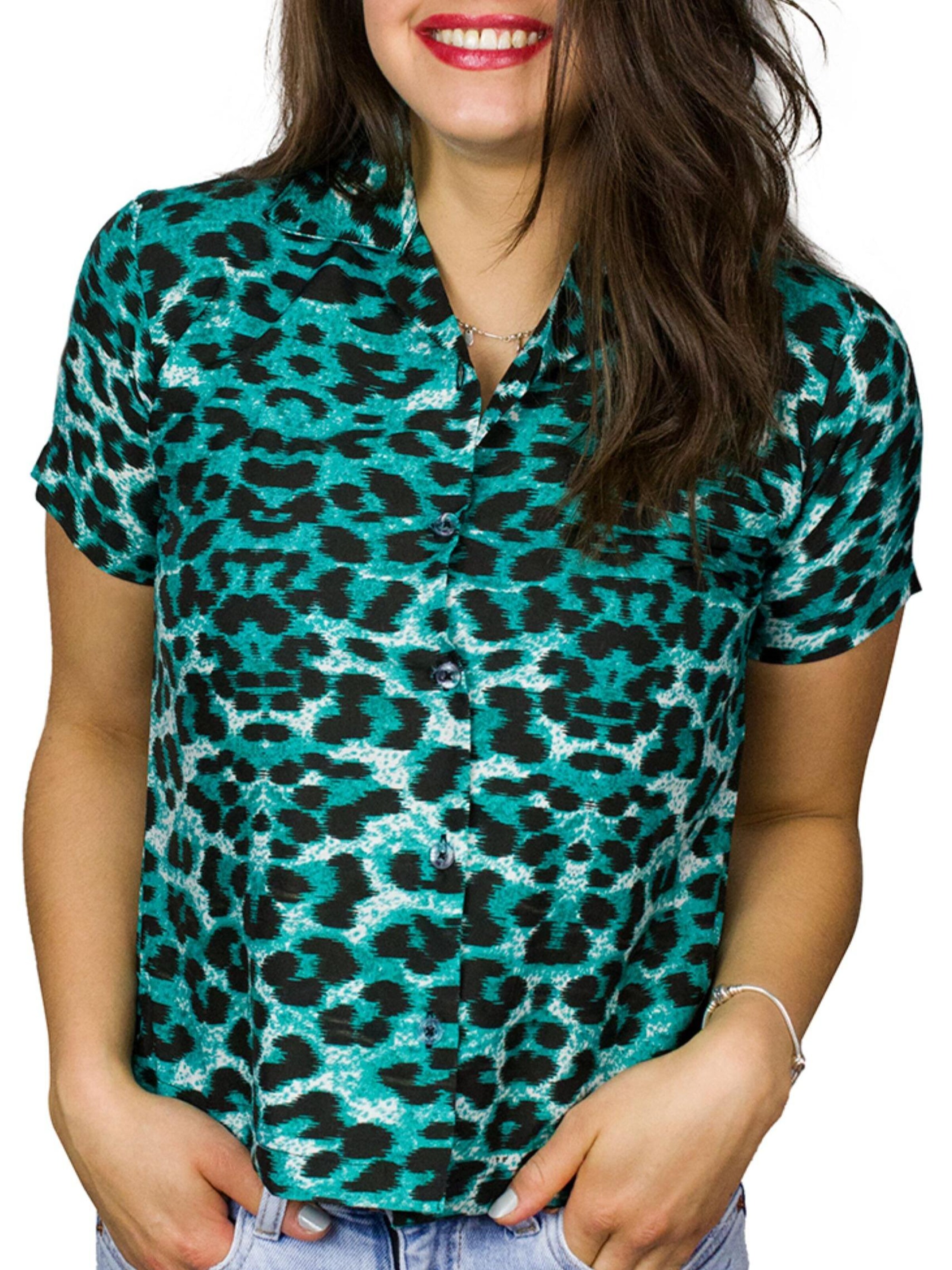 King Kameha Bluse 'Leopard' in Grün