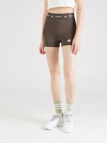 ADIDAS PERFORMANCE Skinny Sportshorts in Braun: Vorderseite