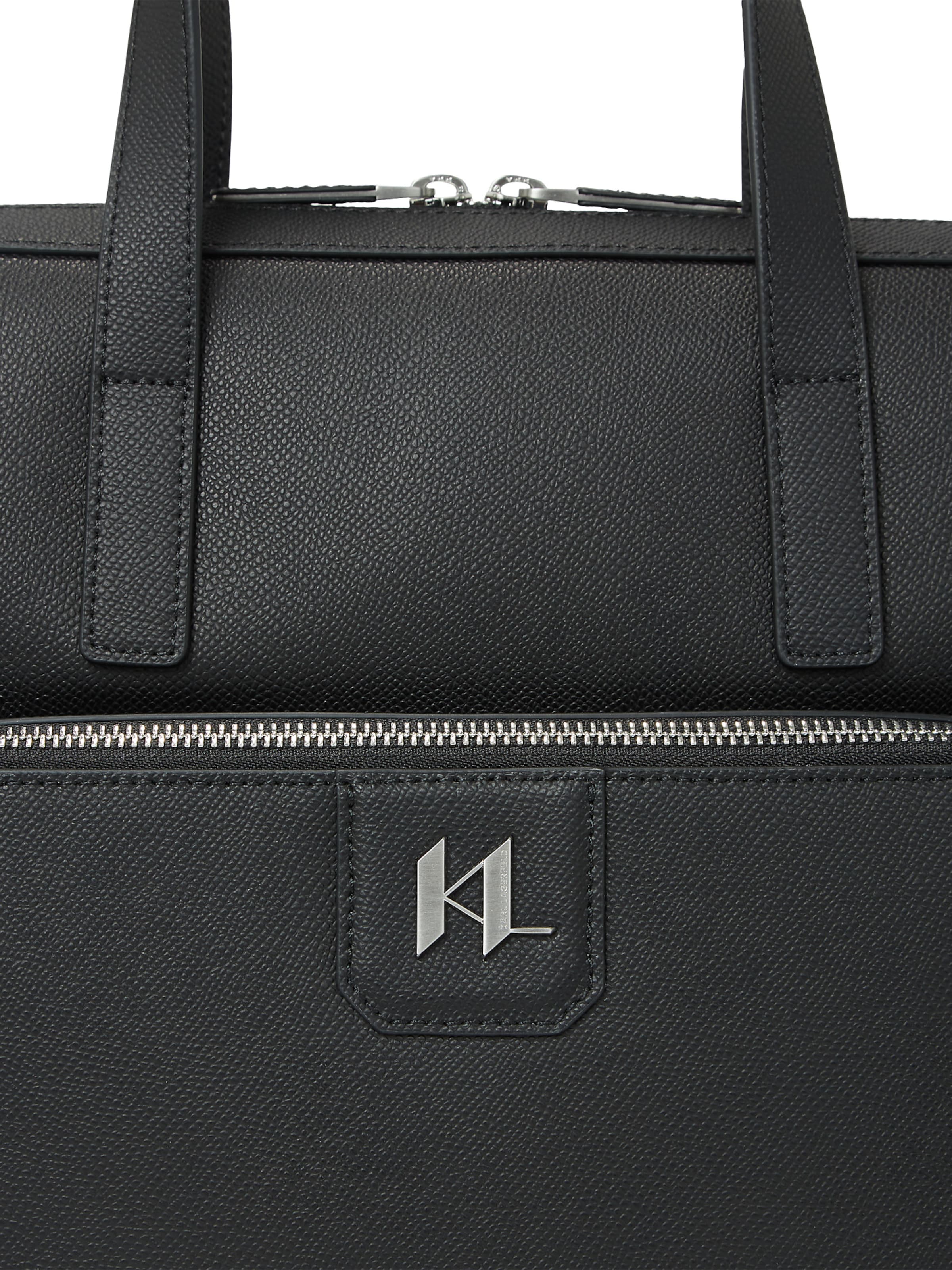 Karl Lagerfeld Kova salkku ' Aktentasche aus Leder mit K/Monogram ' värissä musta