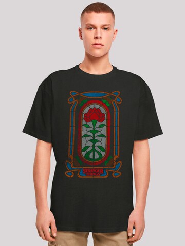 T-Shirt 'Stranger Things Rose Window Netflix TV Series' F4NT4STIC en noir : devant