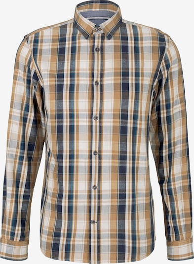 TOM TAILOR Button Up Shirt in Beige / Navy / Light brown / mottled grey, Item view